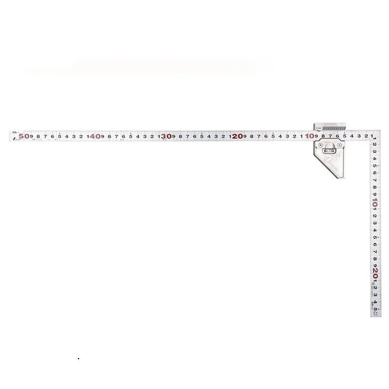 シンワ測定㈱ １２４８０：曲尺平ぴた  シルバー  ５０㎝  表裏同目 金属製ストッパー付：ＪＩＳ適合品・赤数字入