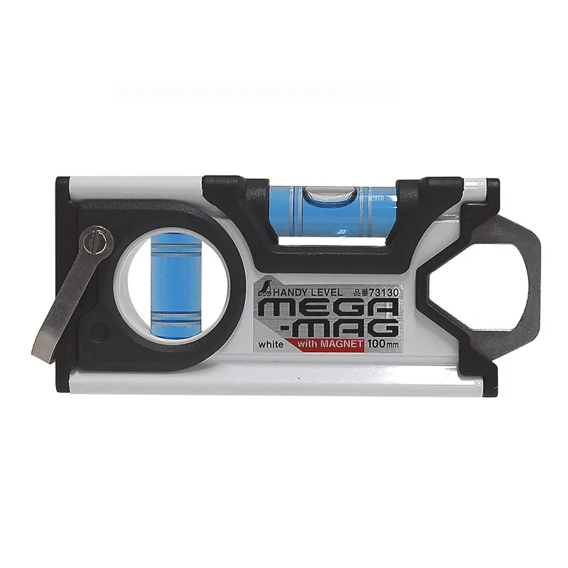 シンワ ７３１３０：ハンディレベル ＭＥＧＡ-ＭＡＧ 白 マグネット付：１００mm・蛍光シート付気泡管