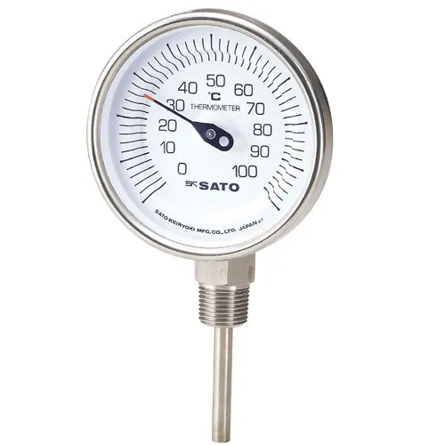 バイメタル式温度計  ＢＭ-Ｓ-９０Ｓ：－３０～５０℃・ネジ下２００㎜・ケースＳＵＳ