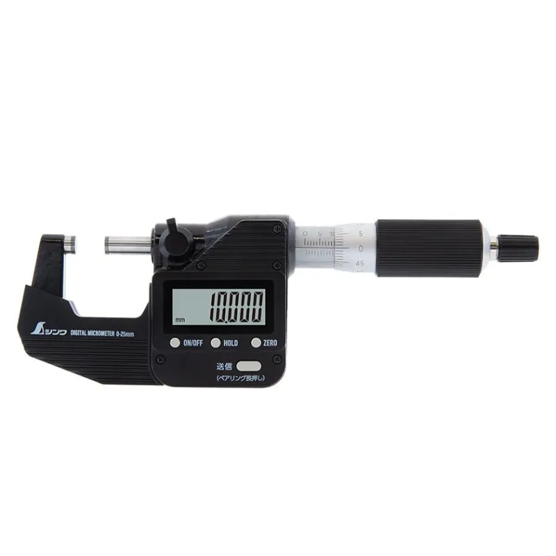 19825：デジタルマイクロメーター ０～２５mm 防塵防水 データ転送機能付