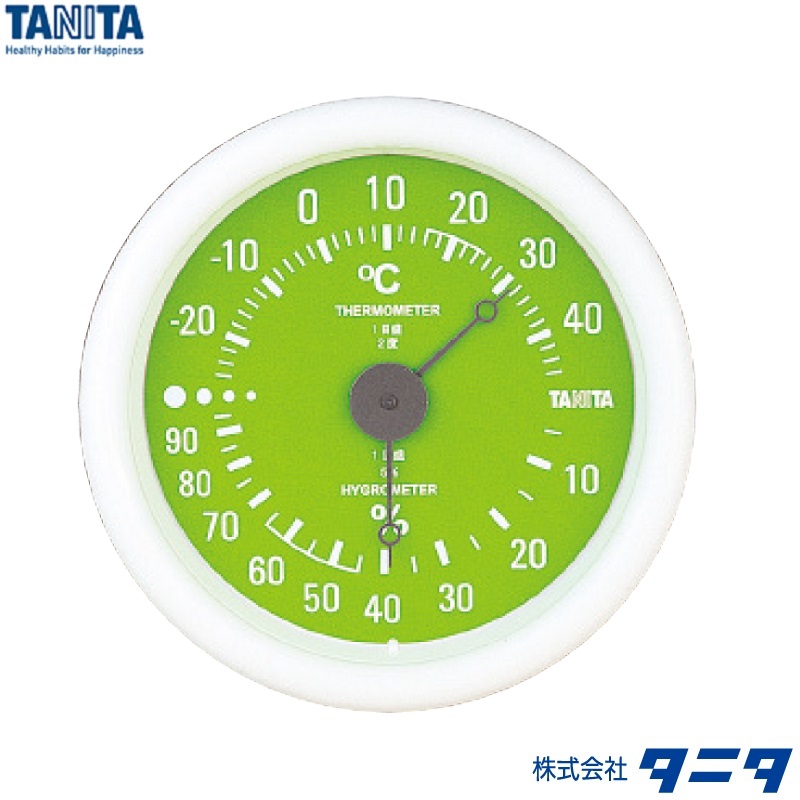 ㈱タニタ 温湿度計 ＴＴ-５１５-ＧＲ(グリーン)/温度計・湿度計の通販｜はかり商店【公式】